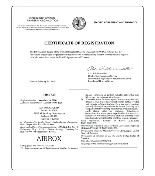 Overseas Trademark Registration - AIRBOX (2010.12.10)
